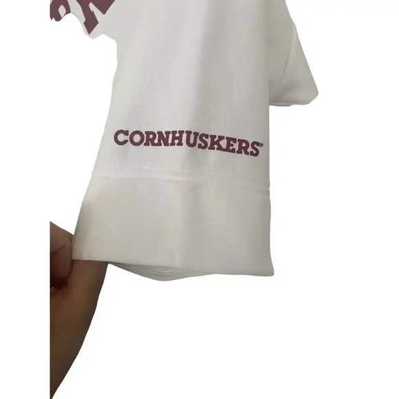 Adidas NCAA Nebraska Cornhuskers White Short Sleeve Performance Hoodie Size S - Picture 4 of 6